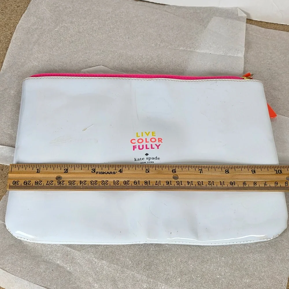 Kate Spade New York Live‎ Color Fully White Patent Vinyl Pouch Cosmetic Bag 10x7